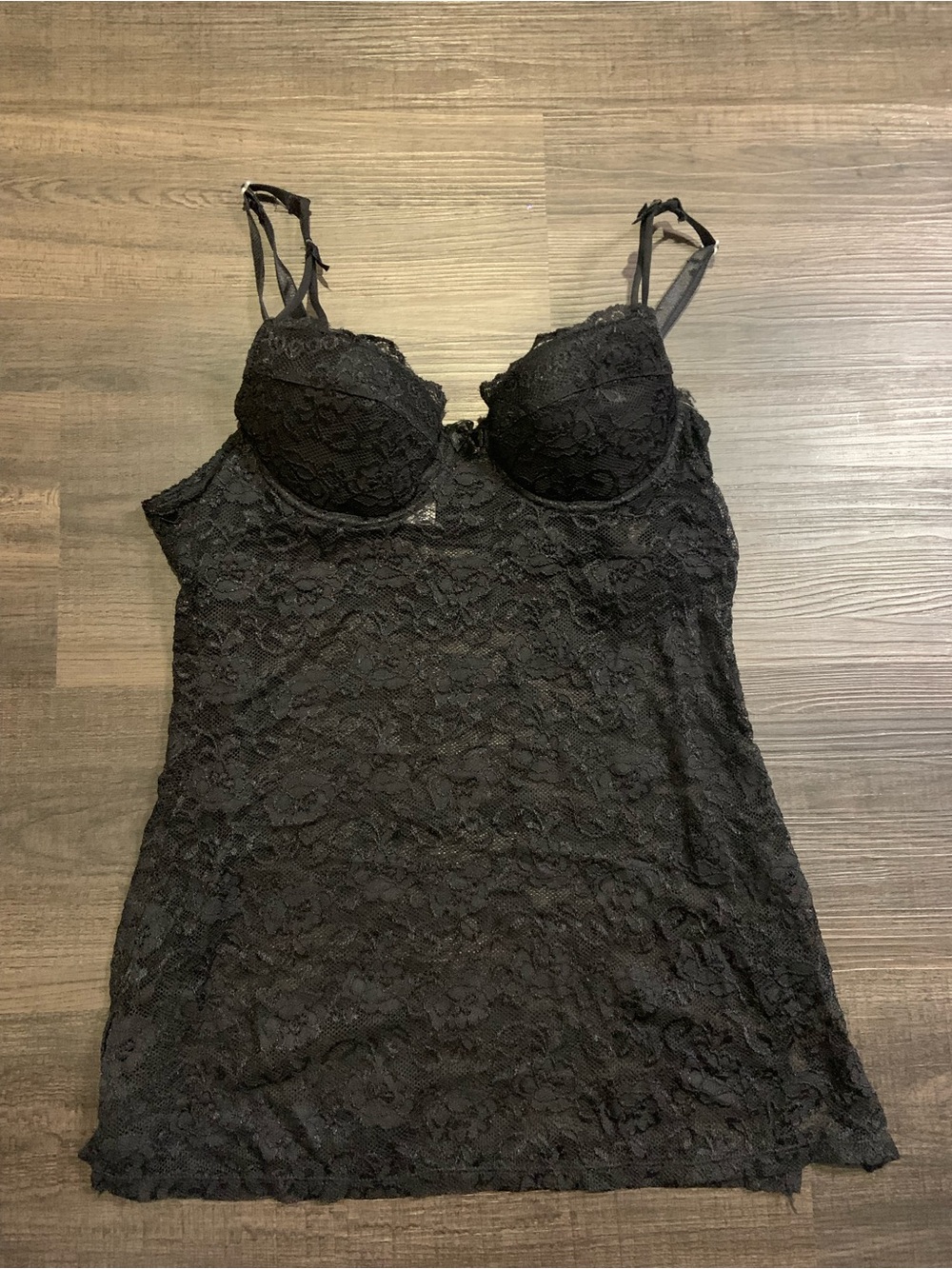 Rampage Black Lace Chemise with Padded Cups
